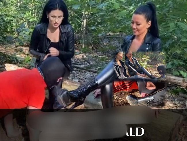 DominaBlackdiamoond Porno Video: Dreckige Stiefel lec*en im Wald
