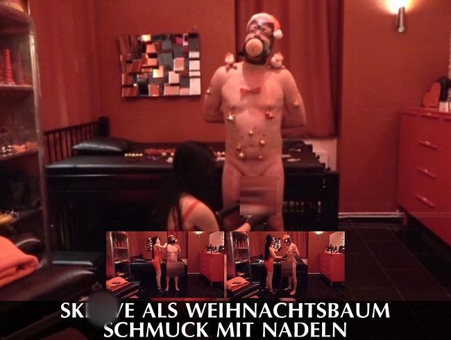 DominaBlackdiamoond Porno Video: skla*e als Weihnachtsbaum – Schmuck mit Nadeln
